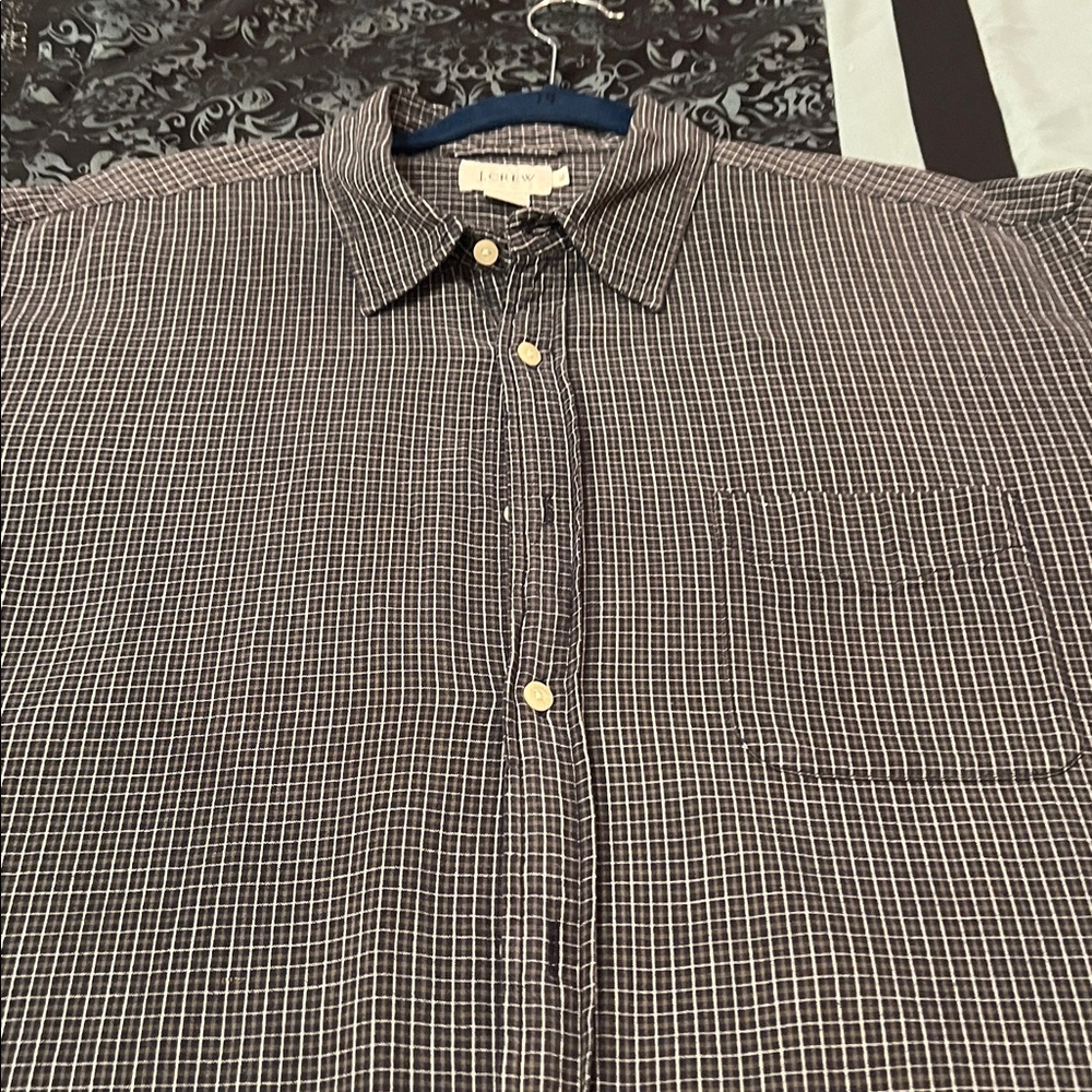 J. Crew Men's Black and White Checkered Button Down Shirt, short sleeve, sz XL - Picture 8 of 8